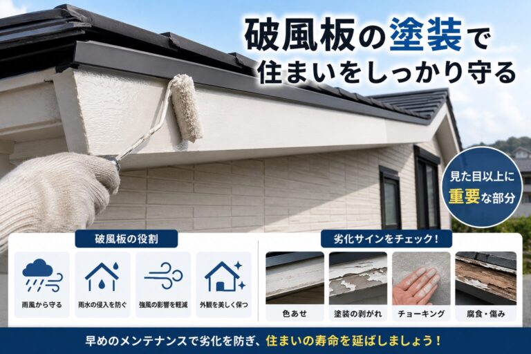 塗装された破風板と住宅外観のメンテナンス施工風景